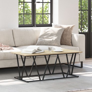 vidaXL Τραπεζάκι Καφέ  Σονομά Οξιάς 100x50x40cm Φτιαγμένο από Επεξεργασμένο Ξύλο και Μέταλλο 1 τεμ.