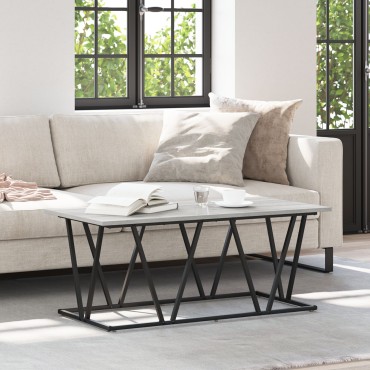 vidaXL Γκρι τραπέζι καφέ 100x50x40cm Φτιαγμένο από επεξεργασμένο ξύλο και μέταλλο