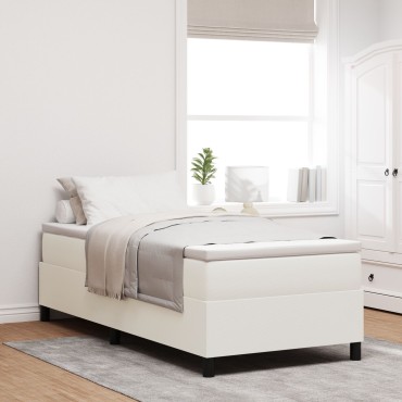 vidaXL Κρεβάτι με Στρώμα Κρέμα 100x200 cm Υφάσμα Βελούδου
