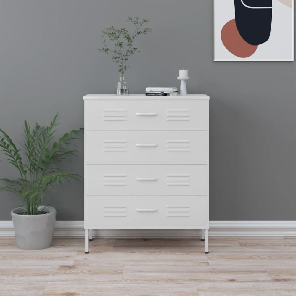 vidaXL Συρταριέρα Λευκό 80x35x101,5cm από Ατσάλι 1 τεμ.
