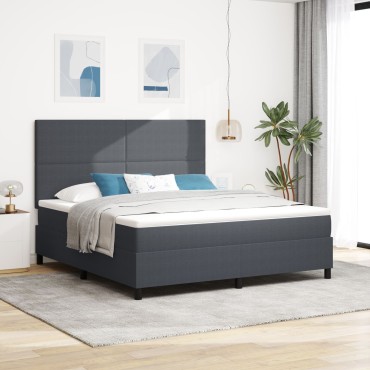 vidaXL Κρεβάτι Box Spring με Στρώμα Σκούρο Γκρι Ύφασμα Βελουτέ