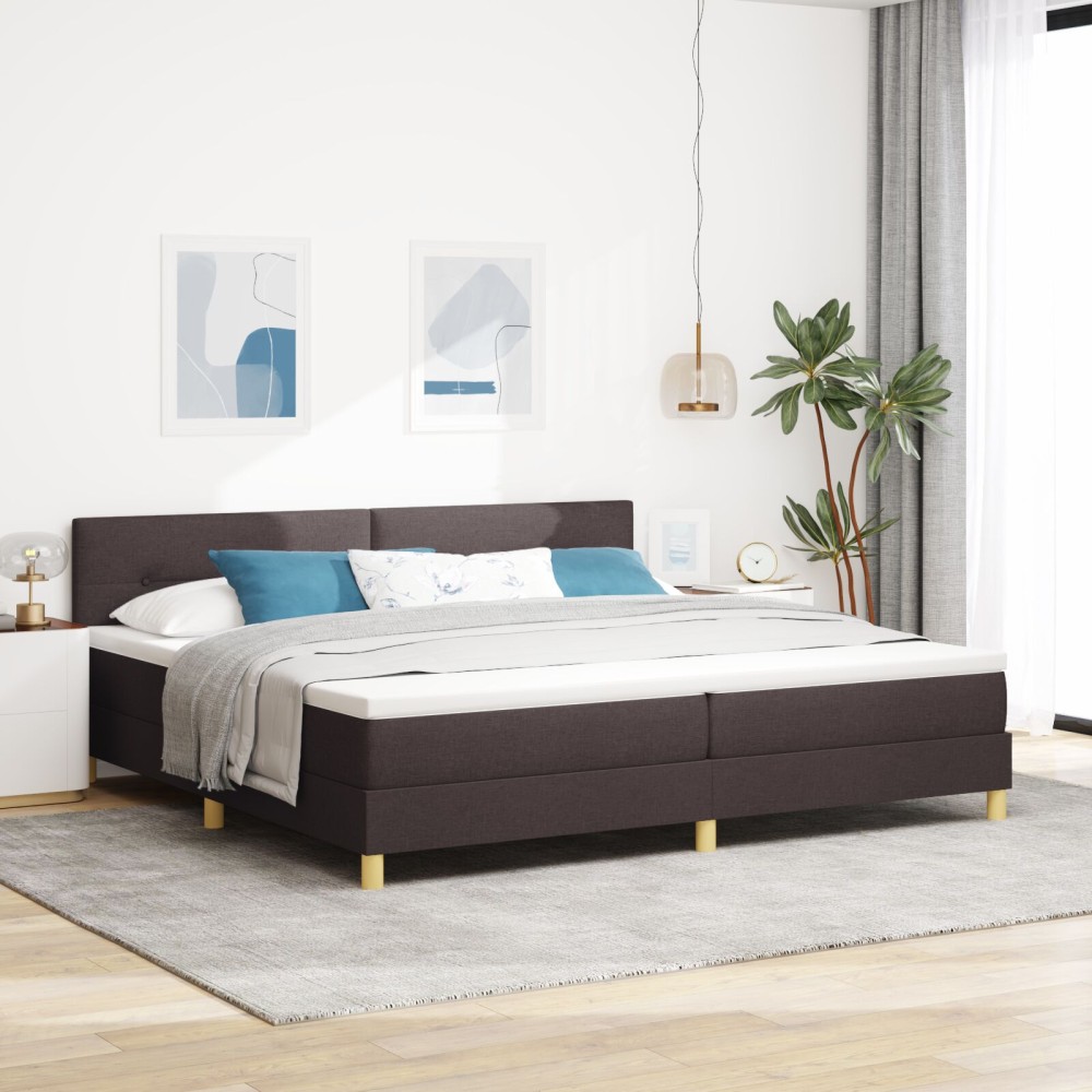 vidaXL Κρεβάτι Σκηνής με Στρώμα Σκούρο Καφέ 200x200 εκ. Υφάσματος