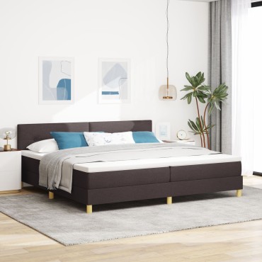 vidaXL Κρεβάτι Σκηνής με Στρώμα Σκούρο Καφέ 200x200 εκ. Υφάσματος