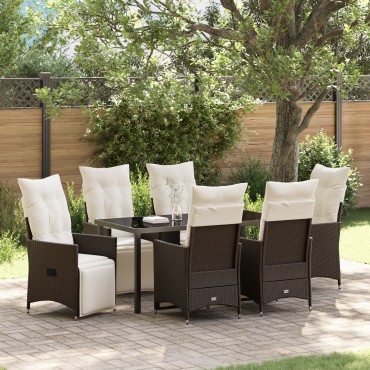 vidaXL Σετ 4 Καφέ PE rattan Μοναδικός Καναπές Ρυθμιζόμενα Υποπόδια