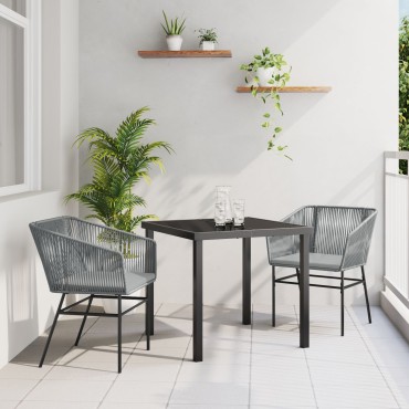 vidaXL Σετ 2 Γκρι PE Ρατάν Μέτριο Ανθεκτικό Καρέκλα εξωτερικού χώρου