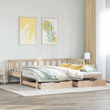 vidaXL Καναπές Κρεβάτι Συρόμενος Χωρίς Στρώμα 90x200cm & Συρτάρια 1 τεμ. - Μονό