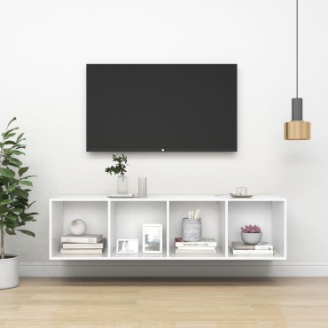 vidaXL Έπιπλο Τηλεόρασης Κρεμαστό Λευκό 37x37x142,5cm από Επεξ. Ξύλο