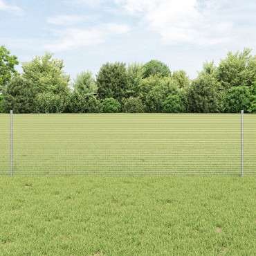 vidaXL Φράχτης Welded Wire  με 5 U Posts Ασημί 0.6x10 μ Χάλυβα