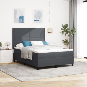 vidaXL Κρεβάτι Box Spring με Στρώμα Σκούρο Γκρι 160x200 εκ Βελούδινο Ύφασμα