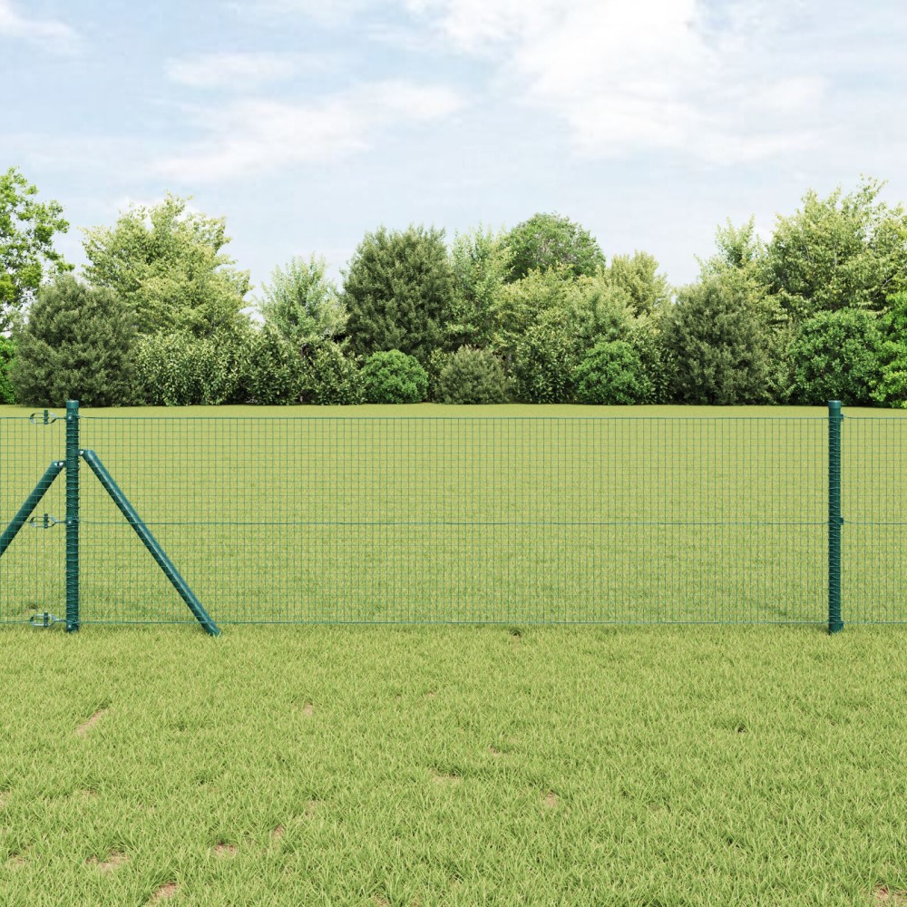 vidaXL Welded Wire Fence με 13 Κολώνες Πράσινο 0.4x50 m Χάλυβα