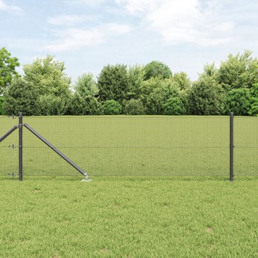 vidaXL Φράχτης  Welded Wire με 13 Σφήνες Γκρι 0.6x25 m Χάλυβα