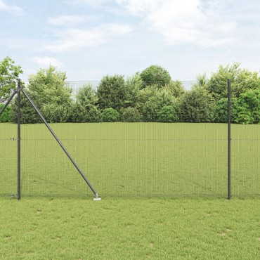 vidaXL Welded Wire Fence με 13 άγκυρες Γκρι 1.5x50 μ Χάλυβας