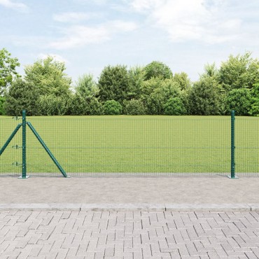 vidaXL Welded Wire Fence με 13 πλάγιους πόλους Πράσινο 0.4x50 μ Χάλυβας