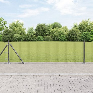 vidaXL Welded Wire Fence με 13 Στήλες Γκρι 0.4x100 μ Μέταλλο