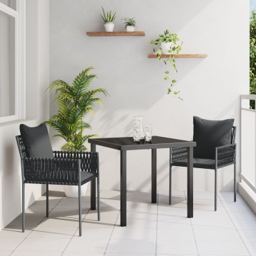 vidaXL Σετ 2 Μαύρο PE ρατάν 54x61x83cm Ανθεκτική