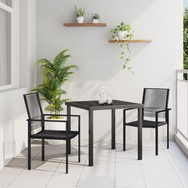 vidaXL Σετ 3 Τεμαχίων Καθίσματος Κήπου  Μαύρο PVC Ράφαν