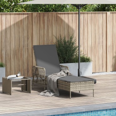 vidaXL Ξαπλώστρα Ανοιχτό γκρι PE Ρατάν 157x55x92cm Αναδιπλούμενη 1 τεμ.