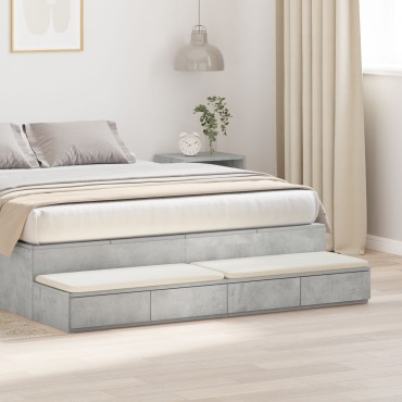 vidaXL Κομοδίνο Γκρι σκυρόδεμα Ξύλο 150x36.5x16.5cm Αποθήκευση 1 τεμ.
