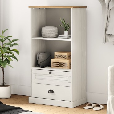 vidaXL Βιβλιοθήκη VIGO Λευκή 60x35x114,5cm από Μασίφ Ξύλο Πεύκου 1 τεμ.