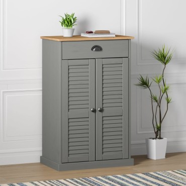 vidaXL Παπουτσοθήκη VIGO Γκρι 60x35x96cm από Μασίφ Ξύλο Πεύκου