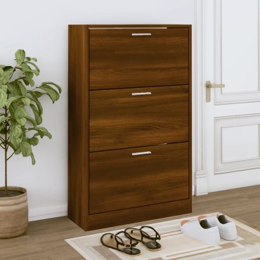 vidaXL Παπουτσοθήκη Καφέ Δρυς 63x24x103cm από Επεξεργασμένο Ξύλο