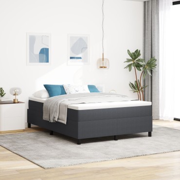 vidaXL Κρεβάτι Box Spring με Στρώμα Γκρι 160x200 εκ Κοτλέ Ύφασμα