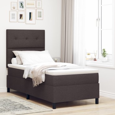 vidaXL Κρεβάτι με Βάση Στρώματος Σκούρο Καφέ 90x200 εκ. Υφασμάτινο