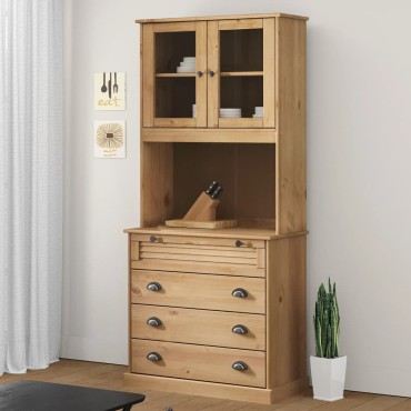 vidaXL Βιτρίνα VIGO 80x40x176cm από Μασίφ Ξύλο Πεύκου 1 τεμ.