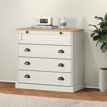 vidaXL Συρταριέρα VIGO Λευκή 80x40x76cm από Μασίφ Ξύλο Πεύκου 1 τεμ.