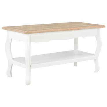 vidaXL Τραπεζάκι Σαλονιού Λευκό/Καφέ 87,5x42x44cm Μασίφ Ξύλο Πεύκου 1 τεμ.