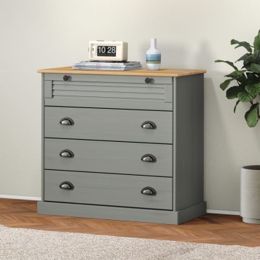 vidaXL Συρταριέρα VIGO Γκρι 80x40x76cm από Μασίφ Ξύλο Πεύκου 1 τεμ.