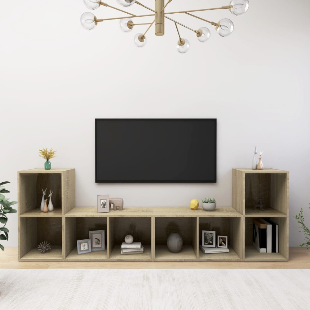 vidaXL Έπιπλα Τηλεόρασης 4 τεμ. Sonoma Δρυς 72x35x36,5cm Επεξ. Ξύλο