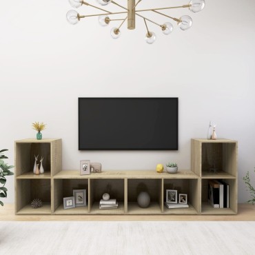 vidaXL Έπιπλα Τηλεόρασης 4 τεμ. Sonoma Δρυς 72x35x36,5cm Επεξ. Ξύλο