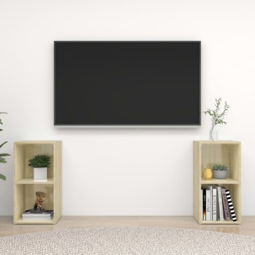 vidaXL Έπιπλα Τηλεόρασης 2 τεμ. Sonoma Δρυς 72x35x36,5cm Επεξ. Ξύλο