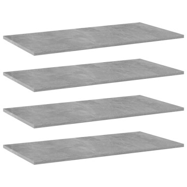 vidaXL Ράφια Βιβλιοθήκης 4 τεμ. Γκρι Σκυροδ. 80x40x1,5cm Επεξ. Ξύλο