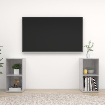 vidaXL Έπιπλα Τηλεόρασης 2 τεμ. Γκρι Σκυρ. 72x35x36,5cm Επεξ. Ξύλο