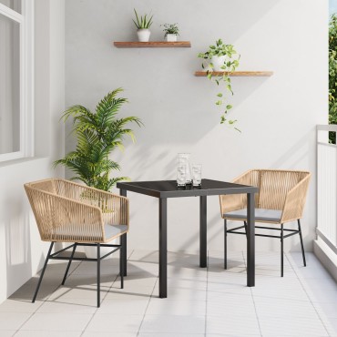 vidaXL Σετ 2 Καφέ Πολυ Ρατάν, Σίδηρος με Επικάλυψη Πούδρας Μεσαίο