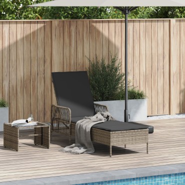 vidaXL Ξαπλώστρα Γκρι και σκούρο γκρι Ρατάν PE 157x55x92cm 1 τεμ.
