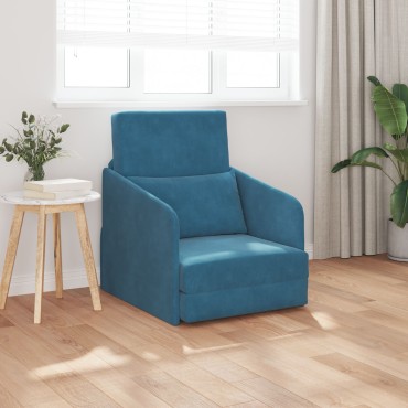vidaXL Καναπές Κρεβάτι 2 σε 1 Μπλε 65x80x83cm Βελούδιο 1 τεμ. Γωνιακός