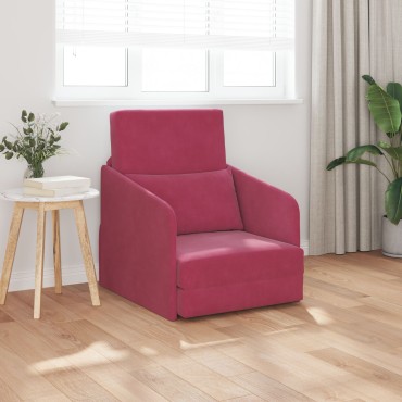 vidaXL Καθιστικό Κρεβάτι 2 σε 1 Μπορντό 65x80x83cm Βελούδο
