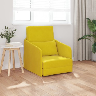 vidaXL Καναπές Κρεβάτι 2 σε 1 Κίτρινος 65x80x83cm Βελούδο 1 τεμ. Γωνιακός