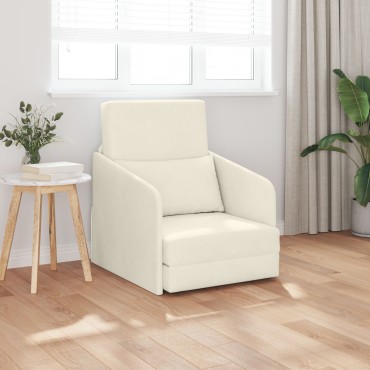 vidaXL Καναπές Κρεβάτι 2-σε-1 Κρεμ 65x80x83cm Βελούδο 1 τεμ. Γωνιακός