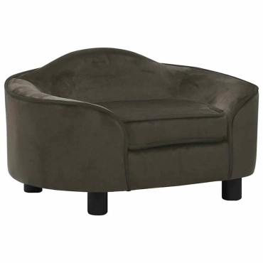 vidaXL Καναπές - Κρεβάτι Σκύλου Σκούρο Γκρι 67 x 47 x 36 εκ. Βελουτέ