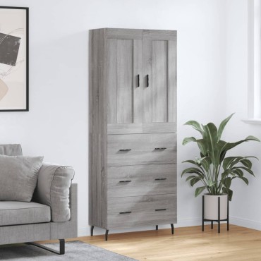 vidaXL Ντουλάπι Γκρι Sonoma 69,5x34x180cm Επεξεργασμένο Ξύλο 1 τεμ.