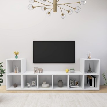 vidaXL Έπιπλα Τηλεόρασης 4 τεμ. Λευκά 72x35x36,5cm Επεξ. Ξύλο