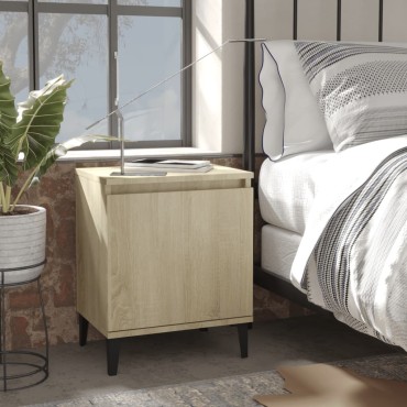 vidaXL Κομοδίνο Sonoma Δρυς 40x30x50cm με Μεταλλικά Πόδια 1 τεμ.
