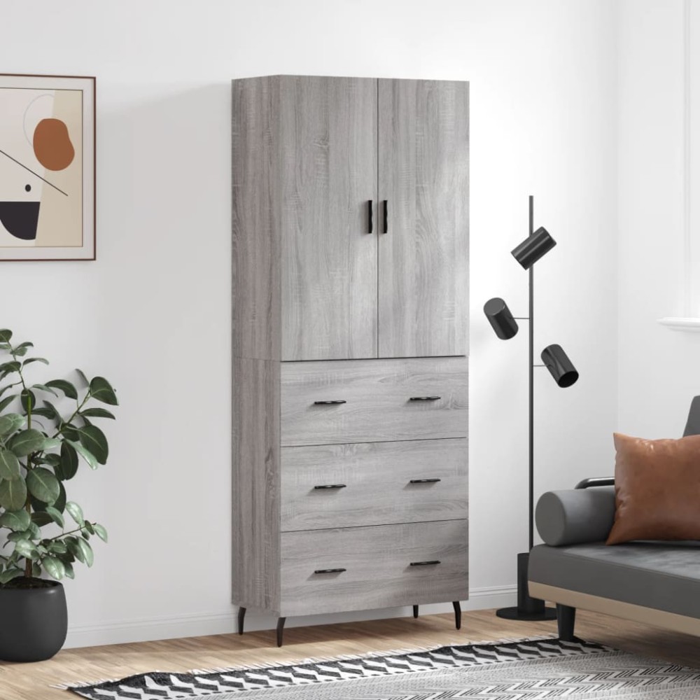 vidaXL Ντουλάπι Γκρι Sonoma 69,5x34x180cm Επεξεργασμένο Ξύλο 1 τεμ.