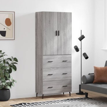 vidaXL Ντουλάπι Γκρι Sonoma 69,5x34x180cm Επεξεργασμένο Ξύλο 1 τεμ.