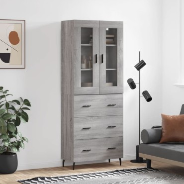 vidaXL Ντουλάπι Γκρι Sonoma 69,5x34x180cm Επεξεργασμένο Ξύλο 1 τεμ.