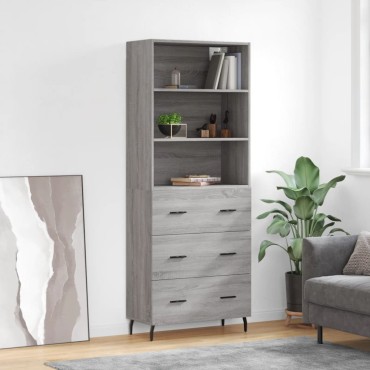 vidaXL Ντουλάπι Γκρι Sonoma 69,5x34x180cm Επεξεργασμένο Ξύλο 1 τεμ.
